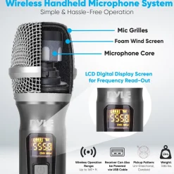 Wireless Microphone System - Reliable UHF Design, Battery Operated<Pyle Clearance