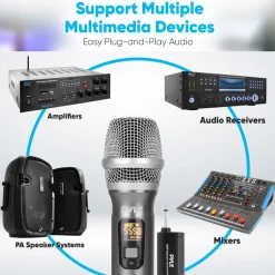 Wireless Microphone System - Reliable UHF Design, Battery Operated<Pyle Clearance