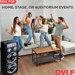 Wireless PA Speaker System 1000W Bluetooth Dual Woofers DJ Lights<Pyle Sale