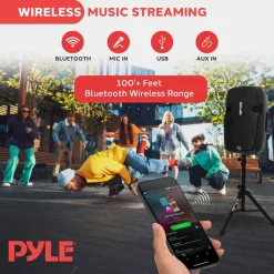 Wireless PA System Kit 1800W - Bluetooth, Dual 12" Speakers, Stands, Mic<Pyle Hot
