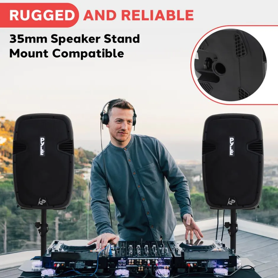 Wireless PA System Kit 1800W - Bluetooth, Dual 12" Speakers, Stands, Mic<Pyle Hot
