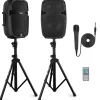 Wireless PA System 1000W Bluetooth Dual 10" Speakers w/ Stands & Mic<Pyle Outlet