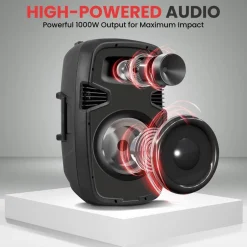 Wireless PA System 1000W Bluetooth Dual 10" Speakers w/ Stands & Mic<Pyle Outlet