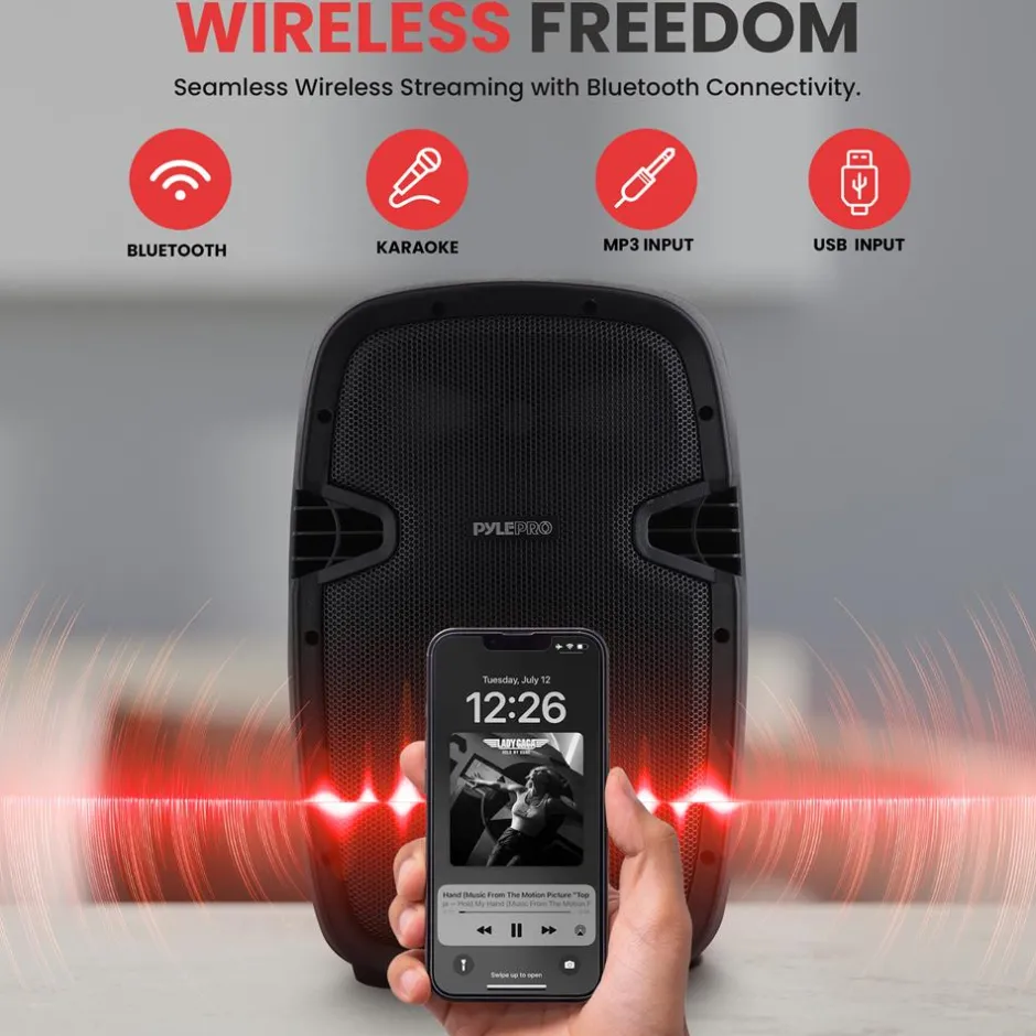Wireless PA System 1000W Bluetooth Dual 10" Speakers w/ Stands & Mic<Pyle Outlet