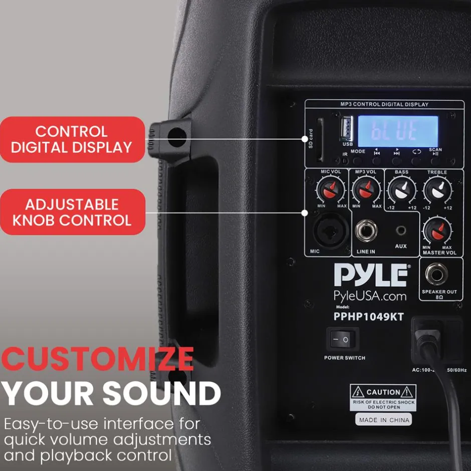 Wireless PA System 1000W Bluetooth Dual 10" Speakers w/ Stands & Mic<Pyle Outlet