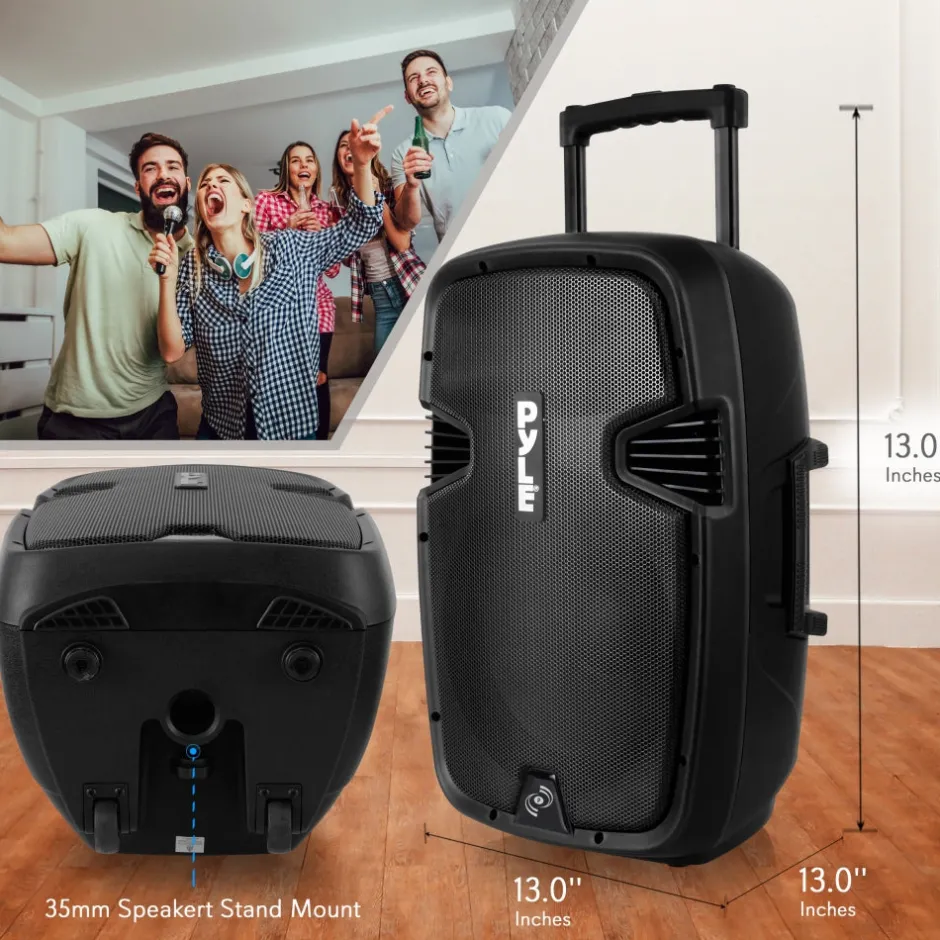 Wireless Portable PA Speaker 1000W Bluetooth 12" Subwoofer Dual System<Pyle Online