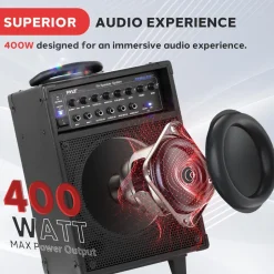 Wireless Portable PA System 400W Rechargeable Bluetooth Speaker w/Wheels<Pyle Sale