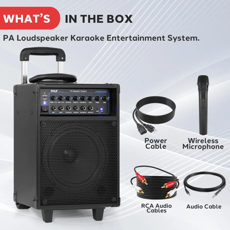 Wireless Portable PA System 400W Rechargeable Bluetooth Speaker w/Wheels<Pyle Sale