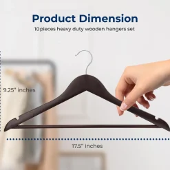 Wooden Coat Hangers 10-Pack, Durable 360¬∞ Swivel Hook, Natural Wood<SereneLife Best