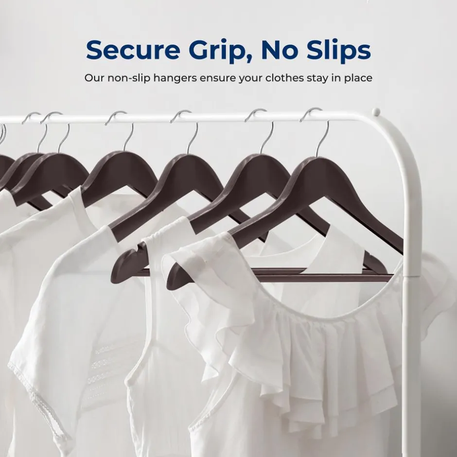 Wooden Coat Hangers 10-Pack, Durable 360° Swivel Hook, Natural Wood<SereneLife Best