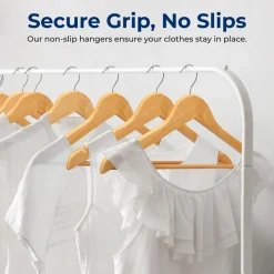Wooden Hangers 60-Pack, Heavy Duty, 360° Swivel Hook, Natural Wood<SereneLife Best