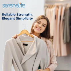 Wooden Hangers 60-Pack, Heavy Duty, 360° Swivel Hook, Natural Wood<SereneLife Best