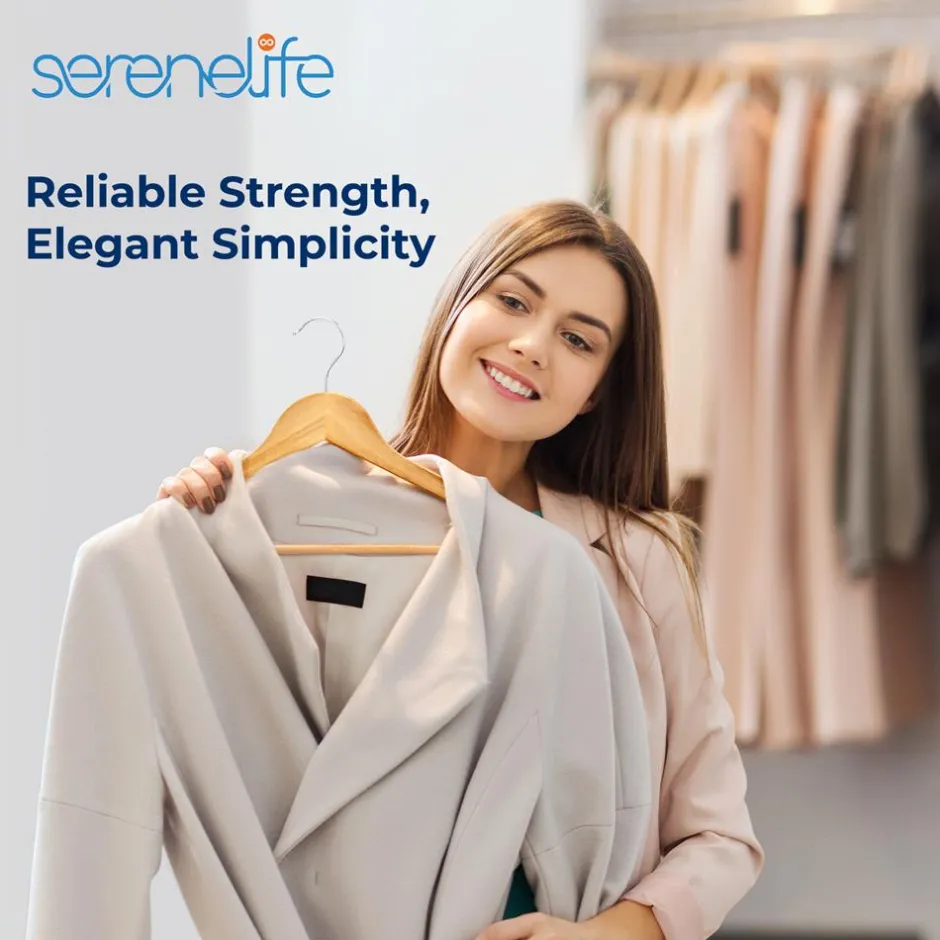 Wooden Hangers 60-Pack, Heavy Duty, 360° Swivel Hook, Natural Wood<SereneLife Best