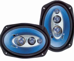 6"x9" Car Speakers Pair - 400W Power, Blue Cone, Butyl Rubber Surround<Pyle