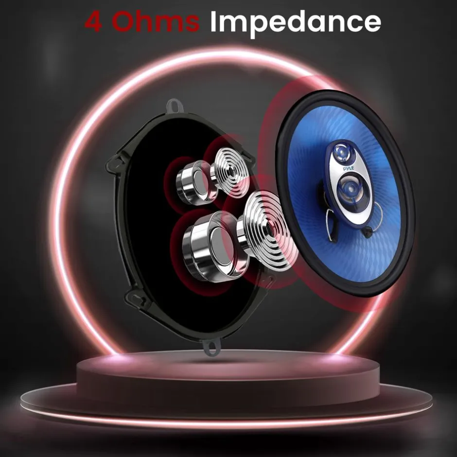 5"x7" Car Speakers Pair, 300W, Blue Poly Cone, Butyl Rubber Surround<Pyle Clearance