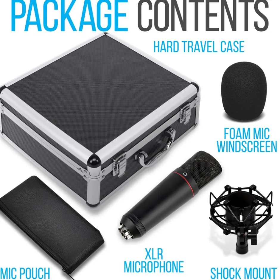 XLR Condenser Microphone Kit - Studio Quality, 34mm Capsule, Metal Alloy<Pyle Outlet